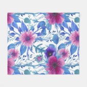 Aesthetische florale anoranje fleece deken (Voorkant (Horizontaal))