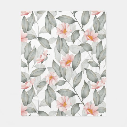 Aesthetische florale anoranje fleece deken (Voorkant)