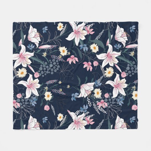 Aesthetische florale anoranje fleece deken (Voorkant (Horizontaal))