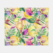 Aesthetische florale anoranje fleece deken (Voorkant (Horizontaal))