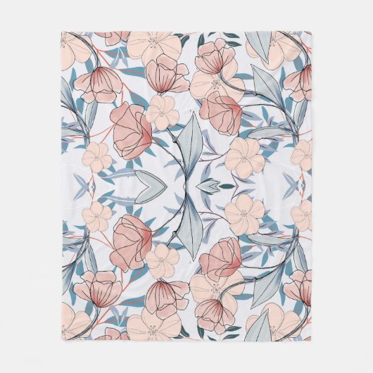 Aesthetische florale anoranje fleece deken (Voorkant)