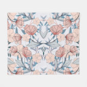 Aesthetische florale anoranje fleece deken (Voorkant (Horizontaal))