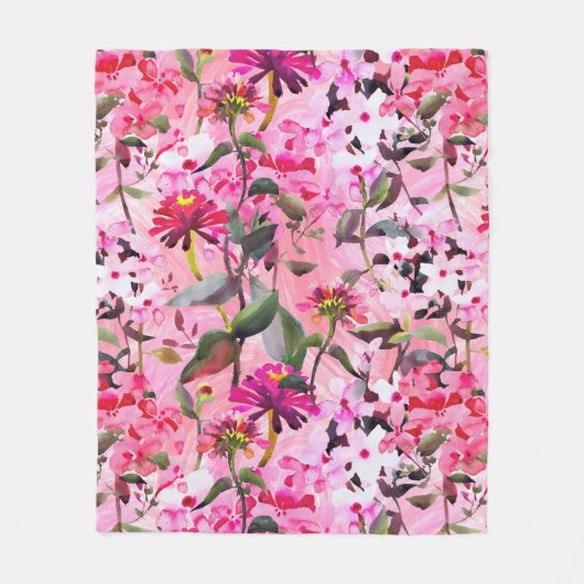 Aesthetische florale anoranje fleece deken (Voorkant)