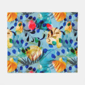 Aesthetische florale anoranje fleece deken (Voorkant (Horizontaal))