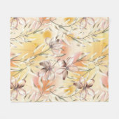 Aesthetische florale anoranje fleece deken (Voorkant (Horizontaal))