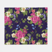 Aesthetische florale anoranje fleece deken (Voorkant (Horizontaal))