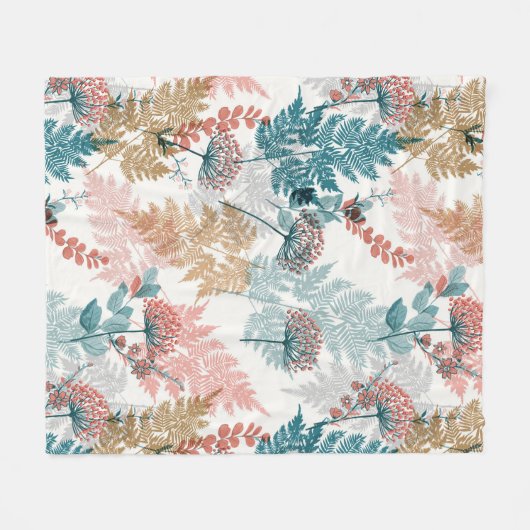 Aesthetische florale anoranje fleece deken (Voorkant (Horizontaal))