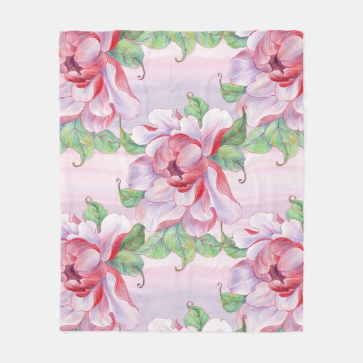 Aesthetische florale anoranje fleece deken (Voorkant)