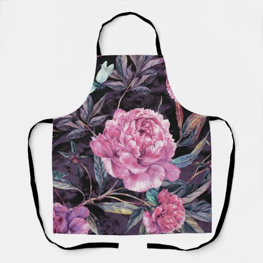 Aesthetische florale anoranje schort (Voorkant)