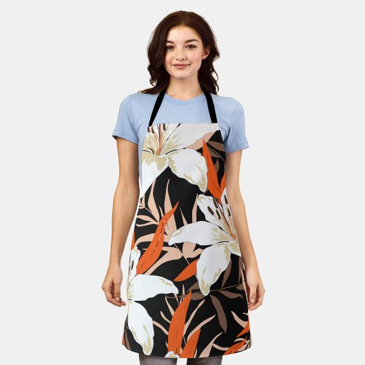 Aesthetische florale anoranje schort