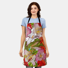 Aesthetische florale anoranje schort