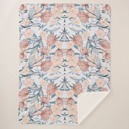 Aesthetische florale anoranje sherpa deken