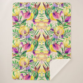 Aesthetische florale anoranje sherpa deken