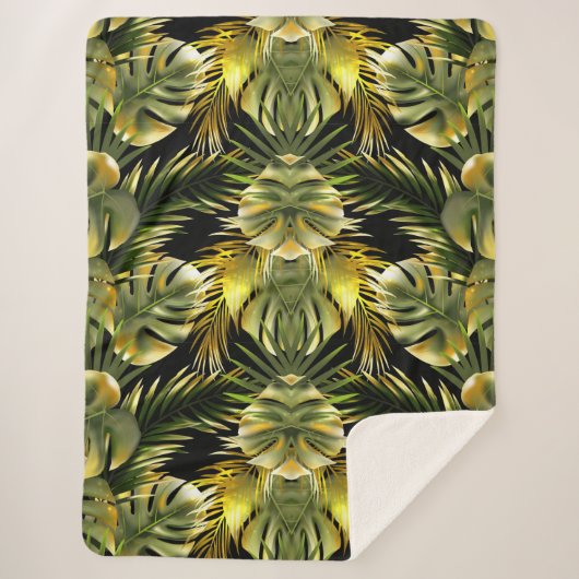 Aesthetische florale anoranje sherpa deken (Voorkant)