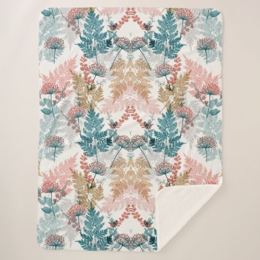 Aesthetische florale anoranje sherpa deken (Voorkant)