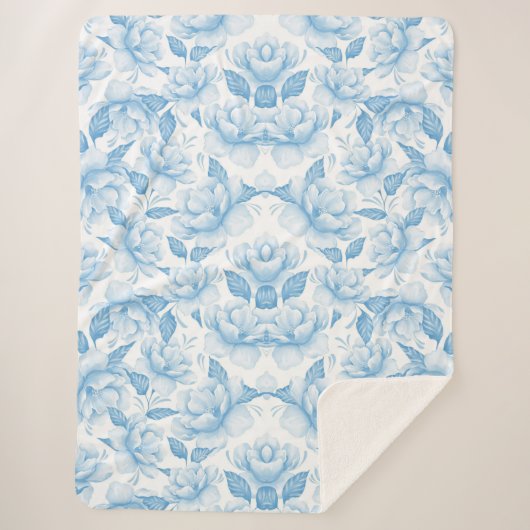 Aesthetische florale anoranje sherpa deken (Voorkant)