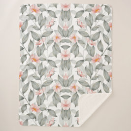 Aesthetische florale anoranje sherpa deken