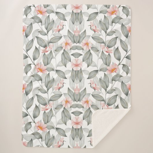 Aesthetische florale anoranje sherpa deken (Voorkant)