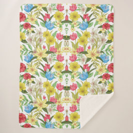 Aesthetische florale anoranje sherpa deken