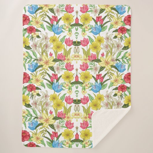 Aesthetische florale anoranje sherpa deken (Voorkant)