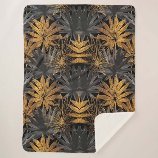 Aesthetische florale anoranje sherpa deken (Voorkant)