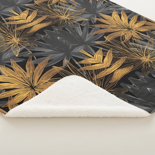 Aesthetische florale anoranje sherpa deken (3/4)