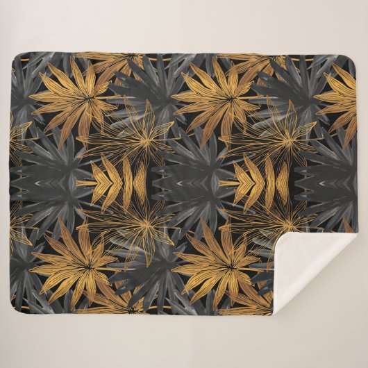 Aesthetische florale anoranje sherpa deken (Voorkant (horizontaal))