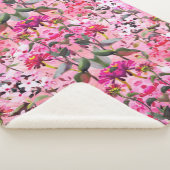 Aesthetische florale anoranje sherpa deken (3/4)