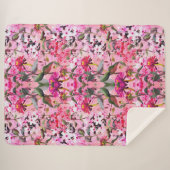 Aesthetische florale anoranje sherpa deken (Voorkant (horizontaal))