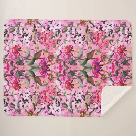 Aesthetische florale anoranje sherpa deken (Voorkant (horizontaal))