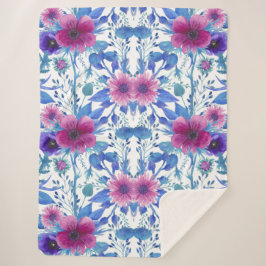 Aesthetische florale anoranje sherpa deken