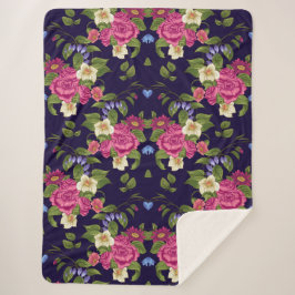 Aesthetische florale anoranje sherpa deken