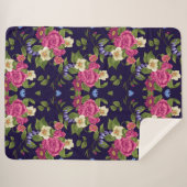 Aesthetische florale anoranje sherpa deken (Voorkant (horizontaal))