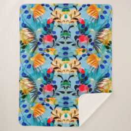 Aesthetische florale anoranje sherpa deken