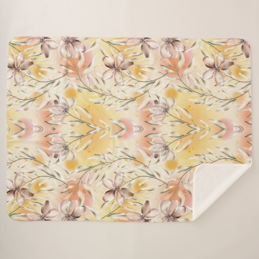 Aesthetische florale anoranje sherpa deken (Voorkant (horizontaal))