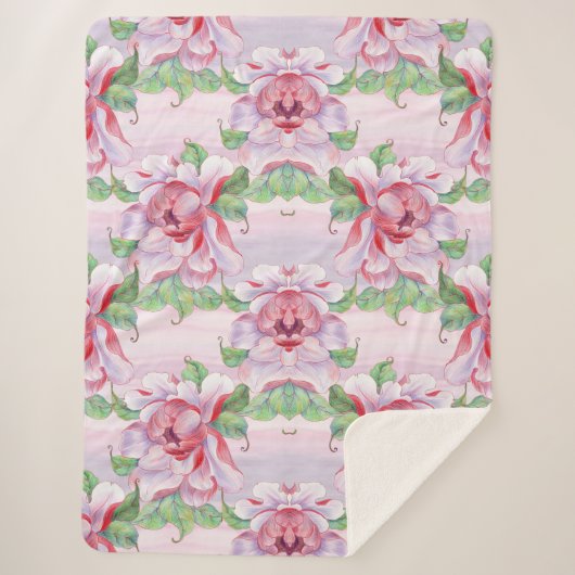 Aesthetische florale anoranje sherpa deken (Voorkant)