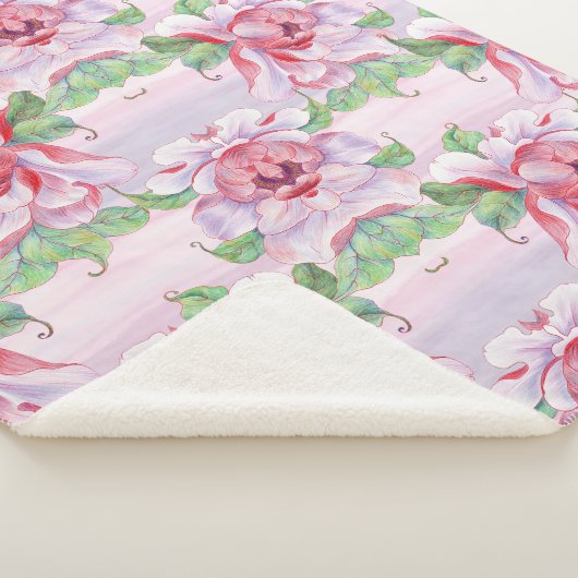 Aesthetische florale anoranje sherpa deken (3/4)