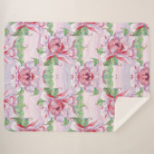 Aesthetische florale anoranje sherpa deken (Voorkant (horizontaal))