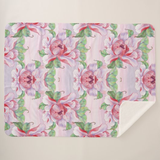 Aesthetische florale anoranje sherpa deken (Voorkant (horizontaal))