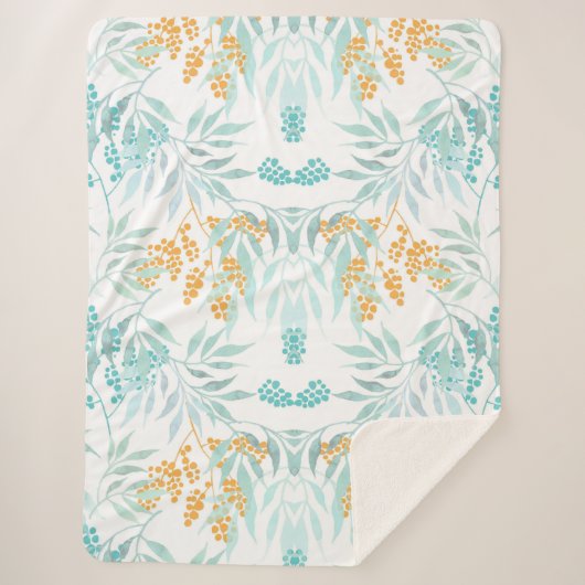 Aesthetische florale anoranje sherpa deken (Voorkant)