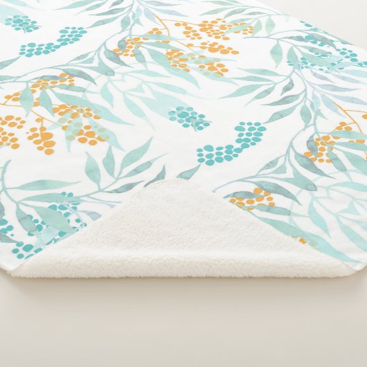 Aesthetische florale anoranje sherpa deken (3/4)