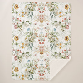 Aesthetische florale anoranje sherpa deken