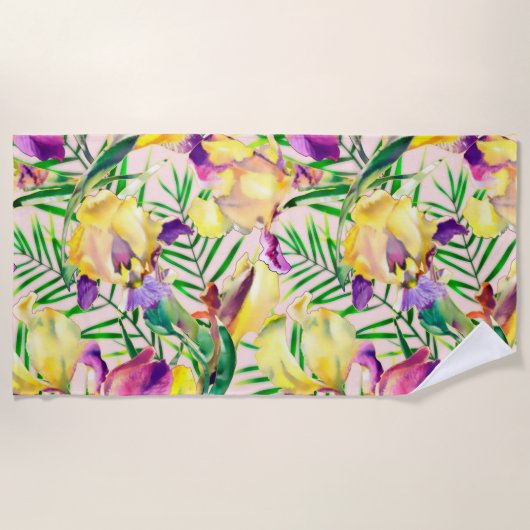 Aesthetische florale anoranje strandlaken (Voorkant)