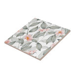Aesthetische florale anoranje tegeltje<br><div class="desc">Esthetische keramische tegel voor bloemen</div>