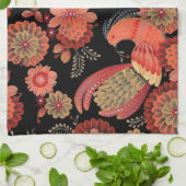 Aesthetische florale anoranje theedoek (Gevouwen)