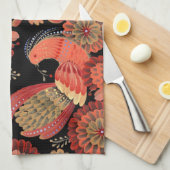 Aesthetische florale anoranje theedoek (Quarter Fold)