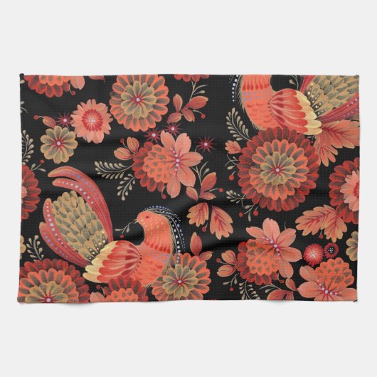 Aesthetische florale anoranje theedoek (Horizontaal)