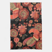 Aesthetische florale anoranje theedoek (Verticaal)