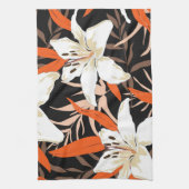 Aesthetische florale anoranje theedoek (Verticaal)