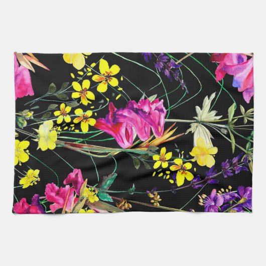 Aesthetische florale anoranje theedoek (Horizontaal)